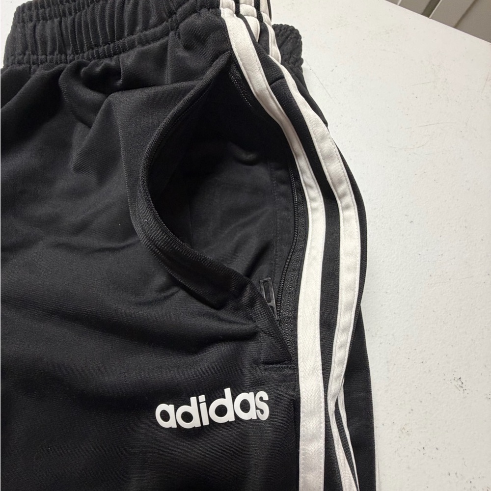 adidas Black Jogger Pants with White Three-Stripes size M - Picture 3 of 4